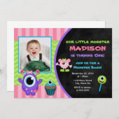 モンスター誕生日招待状モンスターガール招待状 招待状 (正面/裏面)