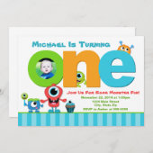 モンスター誕生日招待状モンスター1歳の誕生日 招待状 (正面/裏面)