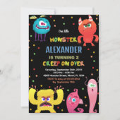 モンスター誕生日招待状レッドブルー 招待状 (正面)