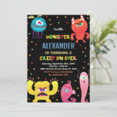 モンスター誕生日招待状レッドブルー 招待状 (スタンド正面)