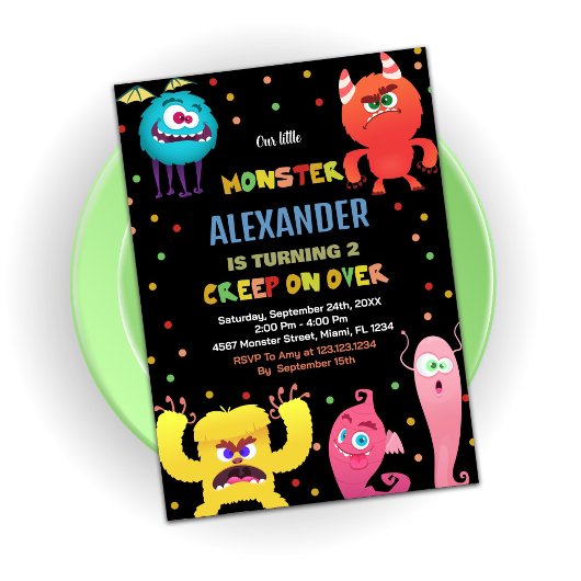 モンスター誕生日招待状レッドブルー 招待状