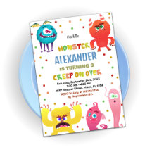 モンスター誕生日招待状レッド
