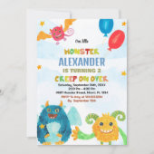 モンスター誕生日招待状水彩 招待状 (正面)