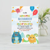 モンスター誕生日招待状水彩 招待状 (スタンド正面)
