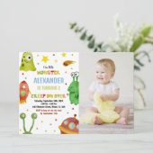 モンスター誕生日招待状白と写真 招待状 (スタンド正面)