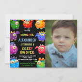 モンスター誕生日招待状、フライアモンスターズ写真 招待状 (正面)