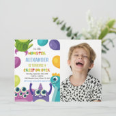 モンスター誕生日招待状、モンスターズ写真 招待状 (スタンド正面)