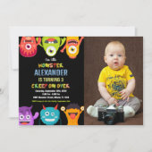 モンスター誕生日招待状、モンスターワンフォト 招待状 (正面)