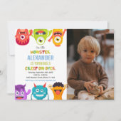 モンスター誕生日招待状、モンスターワンフォト 招待状 (正面)