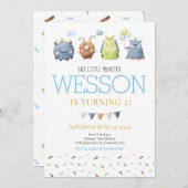 モンスター誕生日招待状、我々の小さなモンスター 招待状 (正面/裏面)