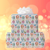 モンスター追加チャイルド名かわいい誕生日の男の子 ラッピングペーパー