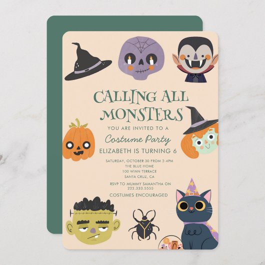 モンスター達よ、ハロウィンのお誕生日パーティに集まれ 招待状