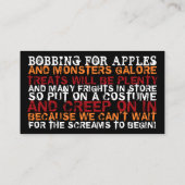 モンスター集団、ハローウィンパーティチケット招待状 エンクロージャーカード (裏面)