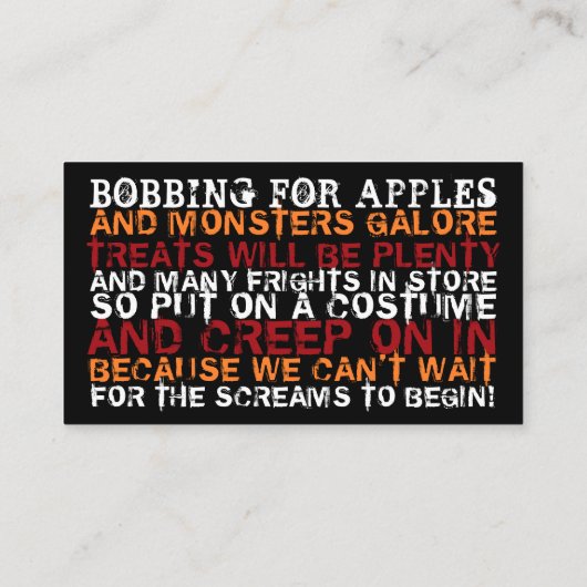 モンスター集団、ハローウィンパーティチケット招待状 エンクロージャーカード (裏面)