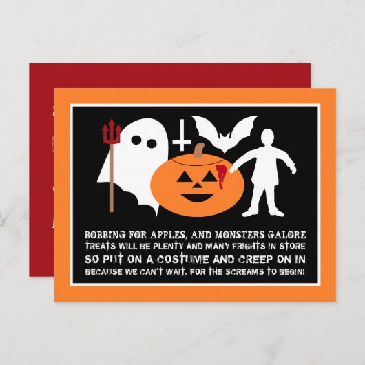モンスター集団、ハローウィンパーティ招待状 案内ポストカード (正面/裏面)