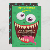 モンスター顔パーティーモンスターズ指名手配バースデーパーティー 招待状 (正面/裏面)