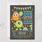 モンスター1歳誕生日招待状 招待状 (正面)