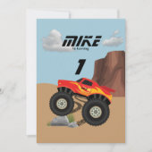 モンスター  ウィール オレンジ、黄色、赤、緑の赤ちゃんの服 招待状 (正面)