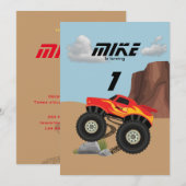 モンスター  ウィール オレンジ、黄色、赤、緑の赤ちゃんの服 招待状 (正面/裏面)