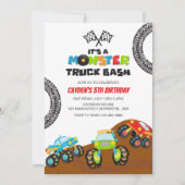 モンスター トラックのモンスターの誕生日 招待状 (正面)