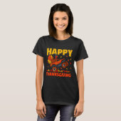 モンスター・トラックの七面鳥に乗る、ハロウィン風の感覚あふれるサンクスギビング Tシャツ (正面フル)