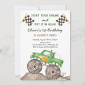 モンスター トラック、エンジン始動！男子1歳誕生日 招待状 (正面)