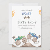 モンスター トラック ダーティ 3歳の誕生日パーティー 招待状 (正面)