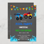 モンスター トラック プールパーティー 招待状 (正面/裏面)