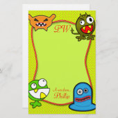 モンスター-ノートからの… 子供の一流の静止した 便箋 (正面/裏面)