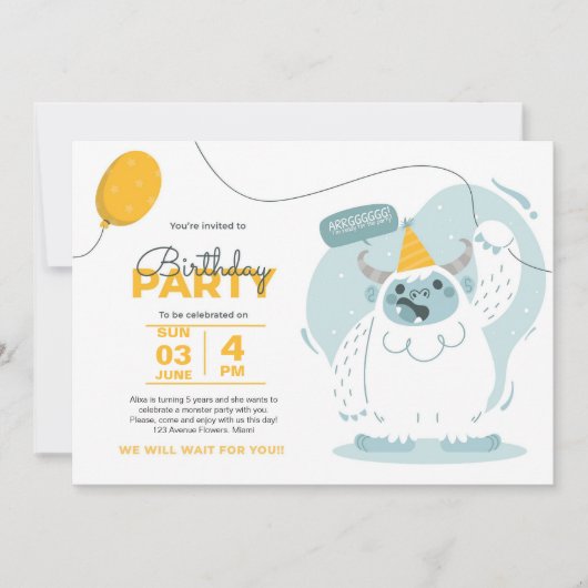 モンスター バッシュ！ デュオトーンの誕生日招待状 招待状 (正面)