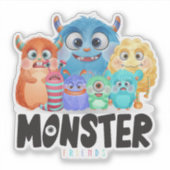 モンスター フレンズ | 4"x 4"- 光沢のある透明 シール (正面)