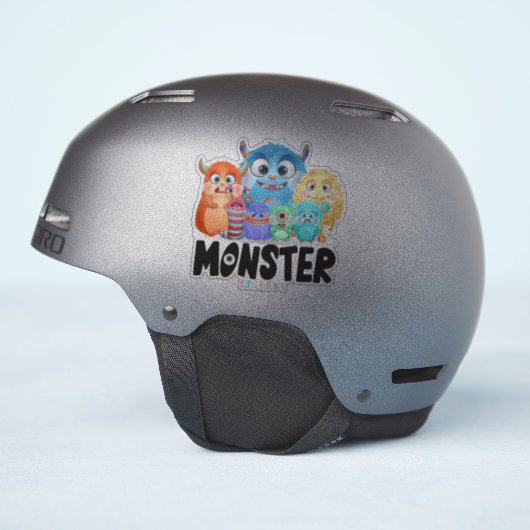モンスター フレンズ | 4"x 4"- 光沢のある透明 シール (ヘルメット側面)