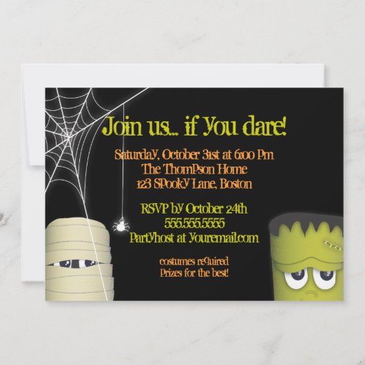 モンスター&フ不気味レンズハロウィーン衣装パーティー 招待状 (裏面)