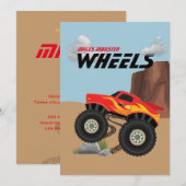 モンスター  ホイール オレンジ、黄色、赤、緑の招待状 招待状 (正面/裏面)