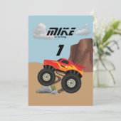 モンスター ホイール オレンジ、黄色、赤、緑の赤ちゃんの服b 招待状 (スタンド正面)