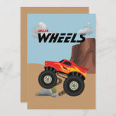 モンスター ホイール オレンジ、黄色、赤、緑 招待状 (正面/裏面)