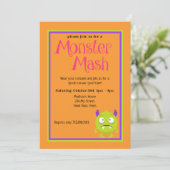 モンスター・マッシュ・キッズ かわいい カラフル ハロウィン 招待状 (スタンド正面)