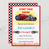 モンスター レッド レース カー バースデー 招待状 (正面/裏面)