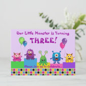 モンスター（紫）誕生日招待状 招待状 (スタンド正面)