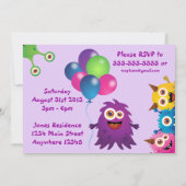 モンスター（紫）誕生日招待状 招待状 (裏面)