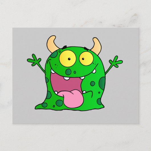 モンスター 面白い コミック 絵 かわいい 幸せ ポストカード (正面)