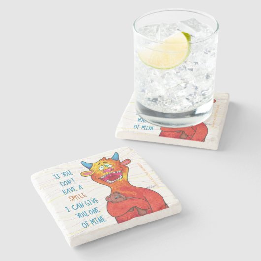 モンスター、w/quoteの石造りのコースターに点を打って下さい ストーンコースター (横)