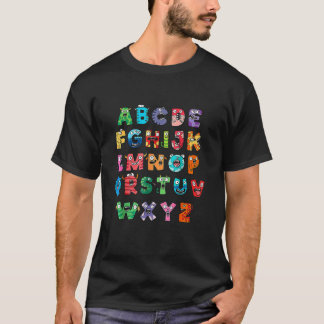モンスターABCかわいいアルファベットハロウィーン先生コスタム Tシャツ