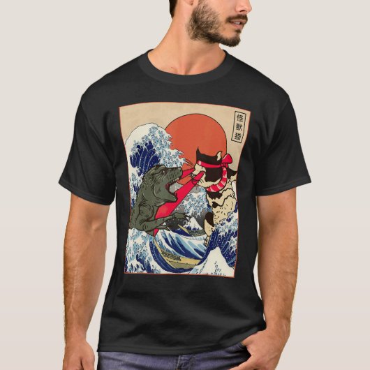 モンスターVS猫レーザーグッズ 日本猫zilla Tシャツ (正面)