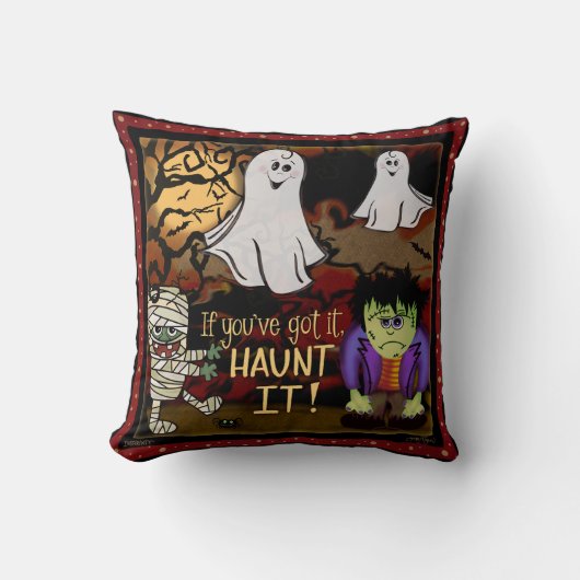 モンスタ不気味ーおもしろいミイラかわいい幽霊ハロウィーン クッション (正面)