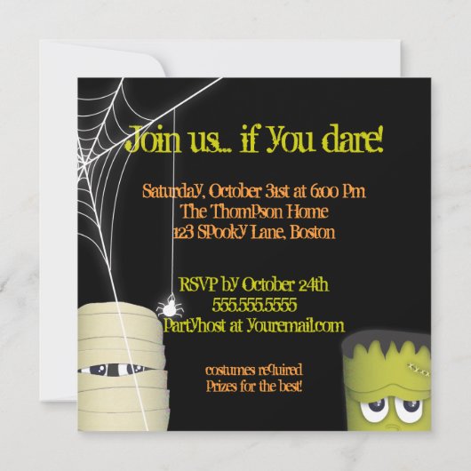 モンスタ不気味ー&フレンズのハロウィーンの衣装パーティー 招待状 (裏面)