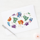 モンスタ熱狂するーのおもしろいカラフルパター子供へン 楕円形シール (封筒)