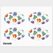 モンスタ熱狂するーのおもしろいカラフルパター子供へン 楕円形シール (シート)