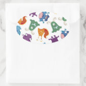 モンスタ熱狂するーのおもしろいカラフルパター子供へン 楕円形シール (バッグ)