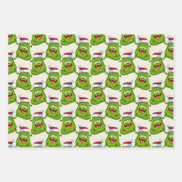 モンスタ熱狂するーカラフル・クリスマス・パターン ラッピングペーパーシート